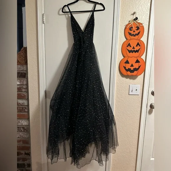 Windsor Vanessa V-Neck plunging Tulle Gown iridescent sequins dots evening Prom - Picture 3 of 13